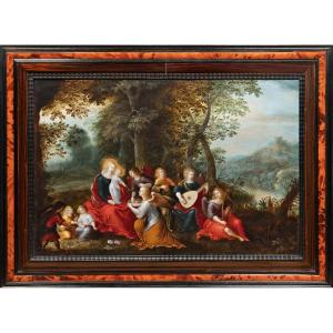 Madonna And Child With Angels, Attributed To L. De Caullery & A. Govaerts