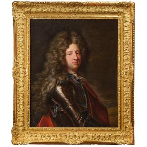 Portrait de Marc de Beauvau-Craon, atelier d’Hyacinthe Rigaud vers 1710, cadre bois doré XVIIIe