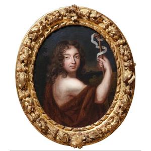Portrait d’homme en Saint Jean-Baptiste, entourage de Nicolas Mignard,  XVIIème siècle