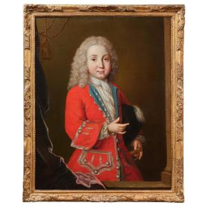 Portrait Of A Young Gentleman In A Red Suit, Signed And Dated 1717, Paris, Early 18th Century