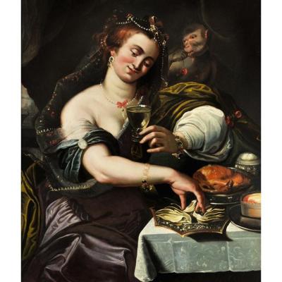 Allegorie Du Gout, Attribué à A. Janssens (anvers, 1575-1632), époque XVIIe