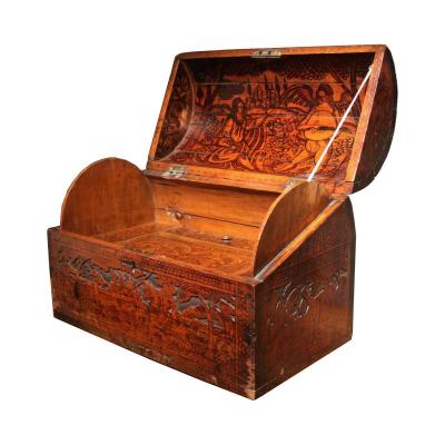 16th C. Venetian Cedar Casket With Secrets