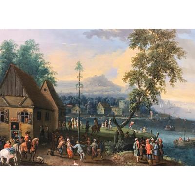 A Village Kermesse With Maypole, Attributed To Mathys Schoevaerdts (1665-1702)