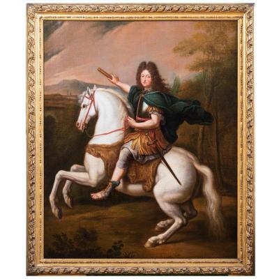 Equestrian Portrait Of Philippe d'Orleans, Workshop Of Pierre Mignard