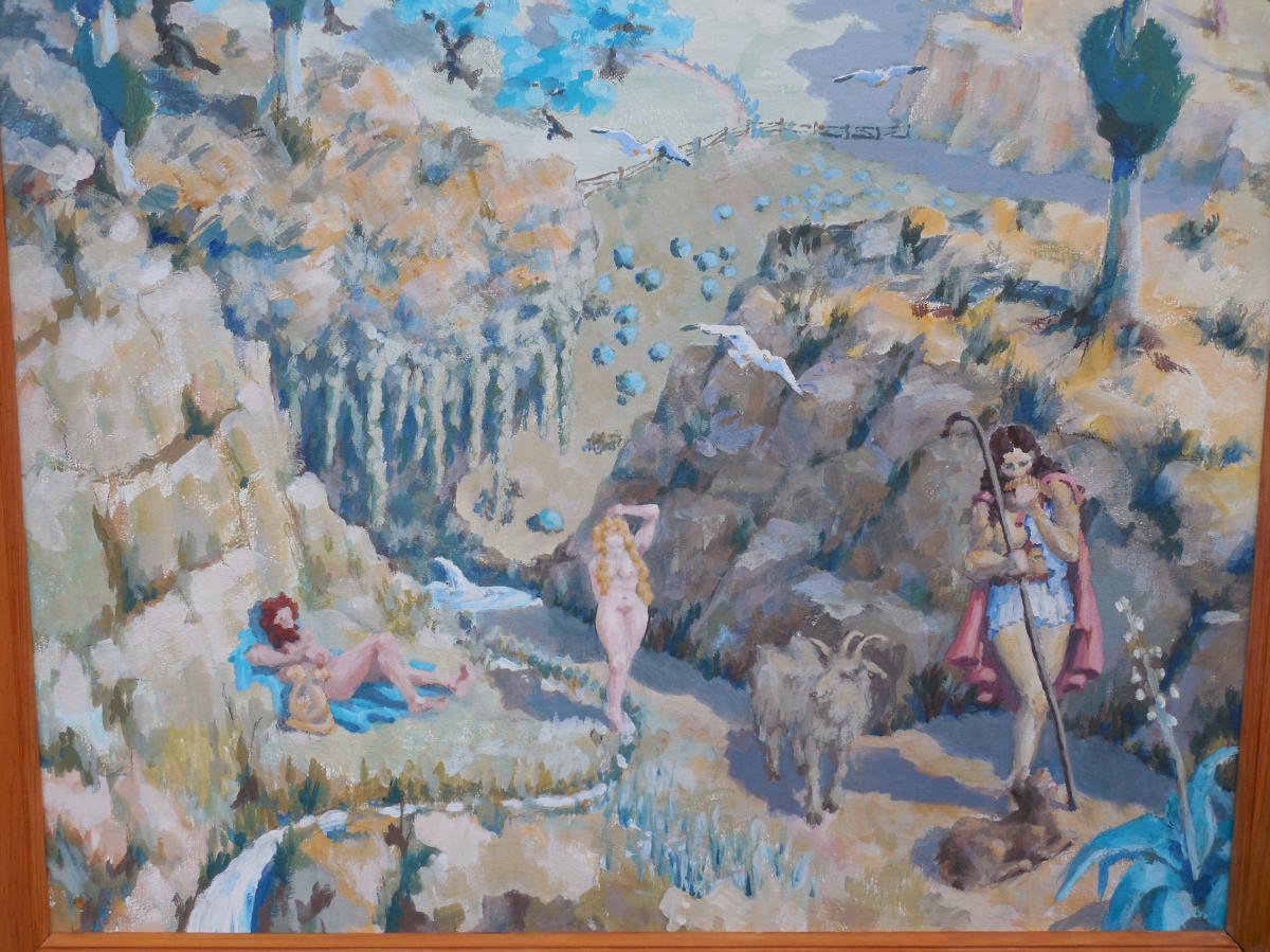 The Garden Of Eden, The Decorative Panel Gouache, Signed Bernadat-photo-3