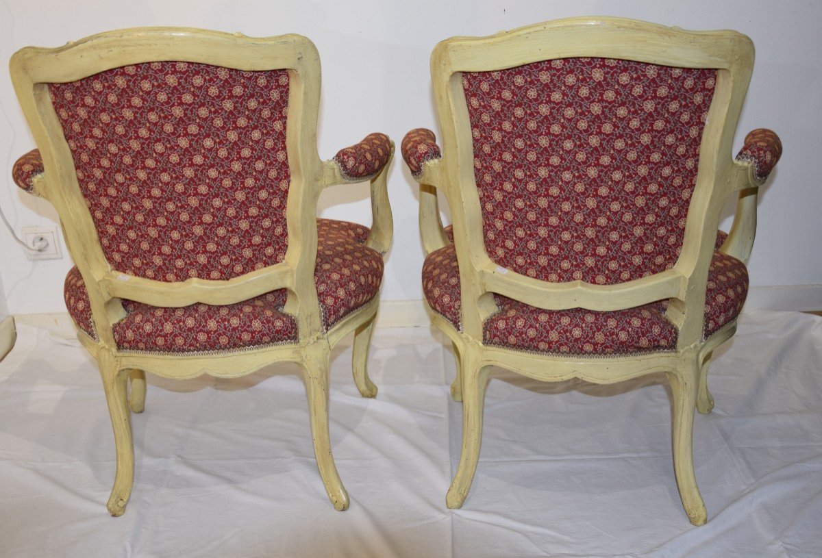 Pair Of Cabriolet Armchairs, Louis XV, E.meunier Stamp, 18th Century-photo-4