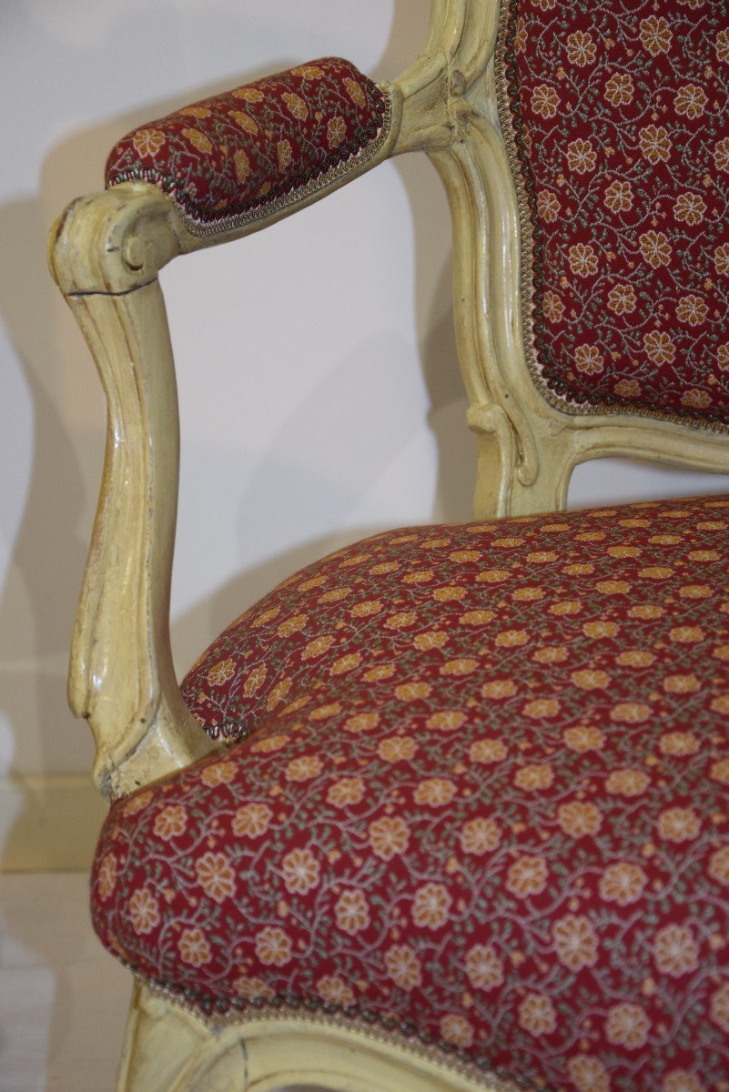 Pair Of Cabriolet Armchairs, Louis XV, E.meunier Stamp, 18th Century-photo-1