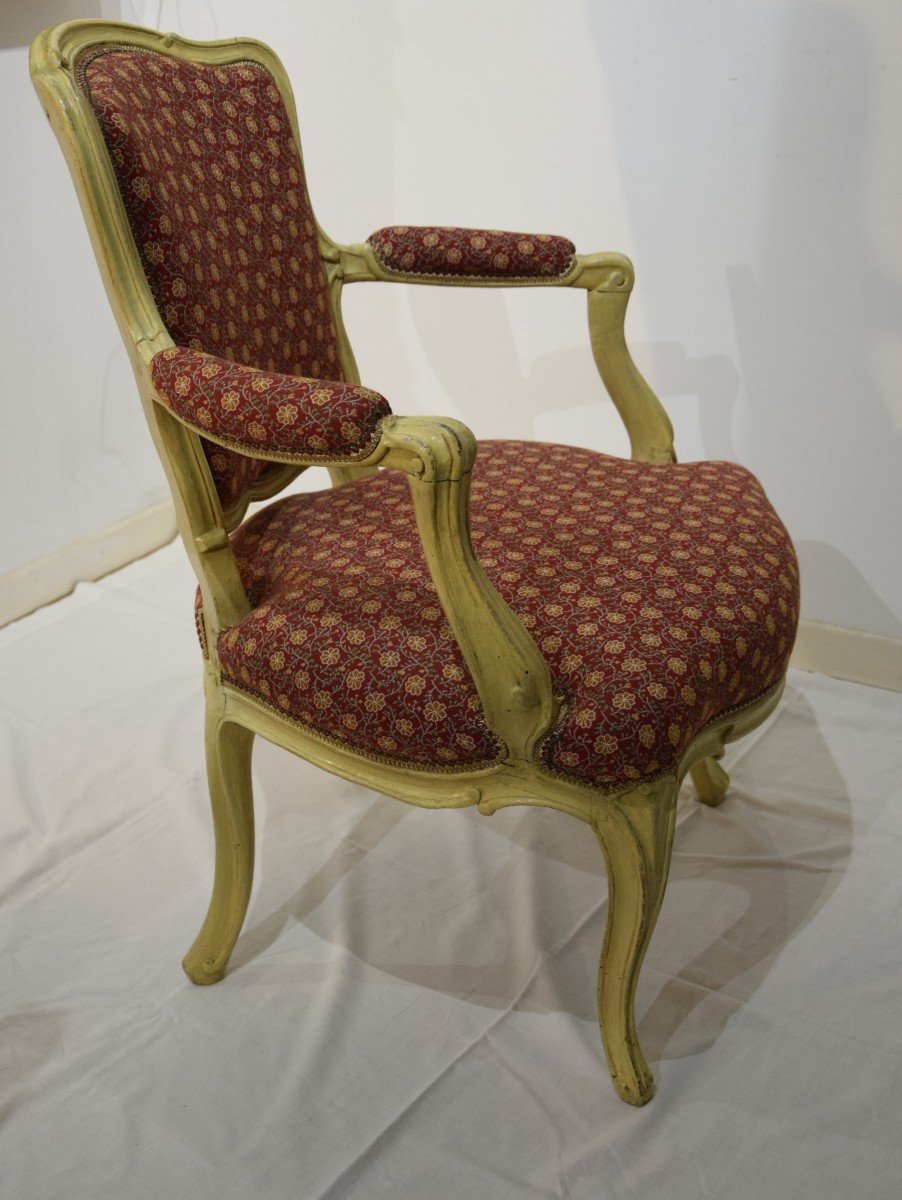 Pair Of Cabriolet Armchairs, Louis XV, E.meunier Stamp, 18th Century-photo-3