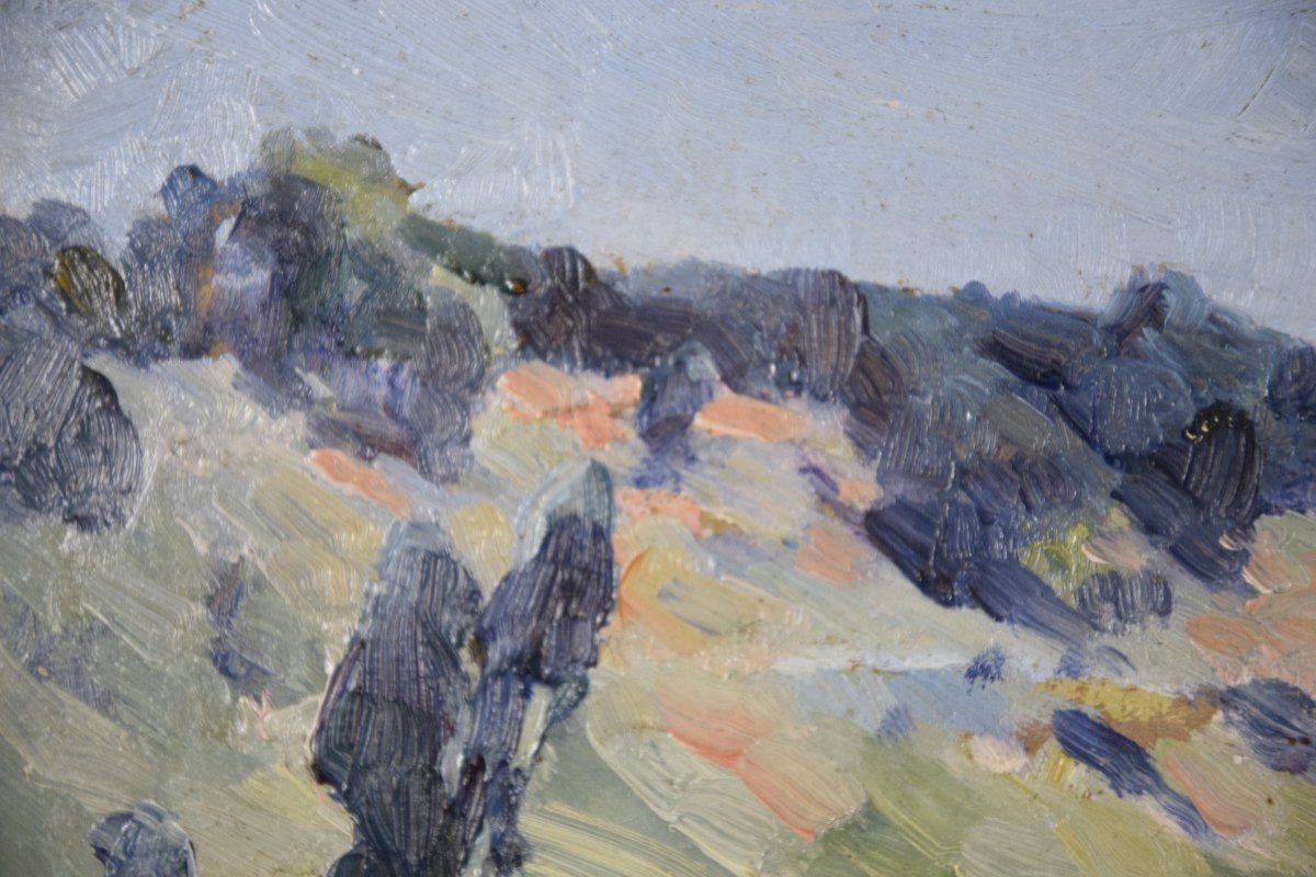 Jean-louis Daniel (1861-1929), "hilly Landscape Of The Périgord", Oil On Panel-photo-4
