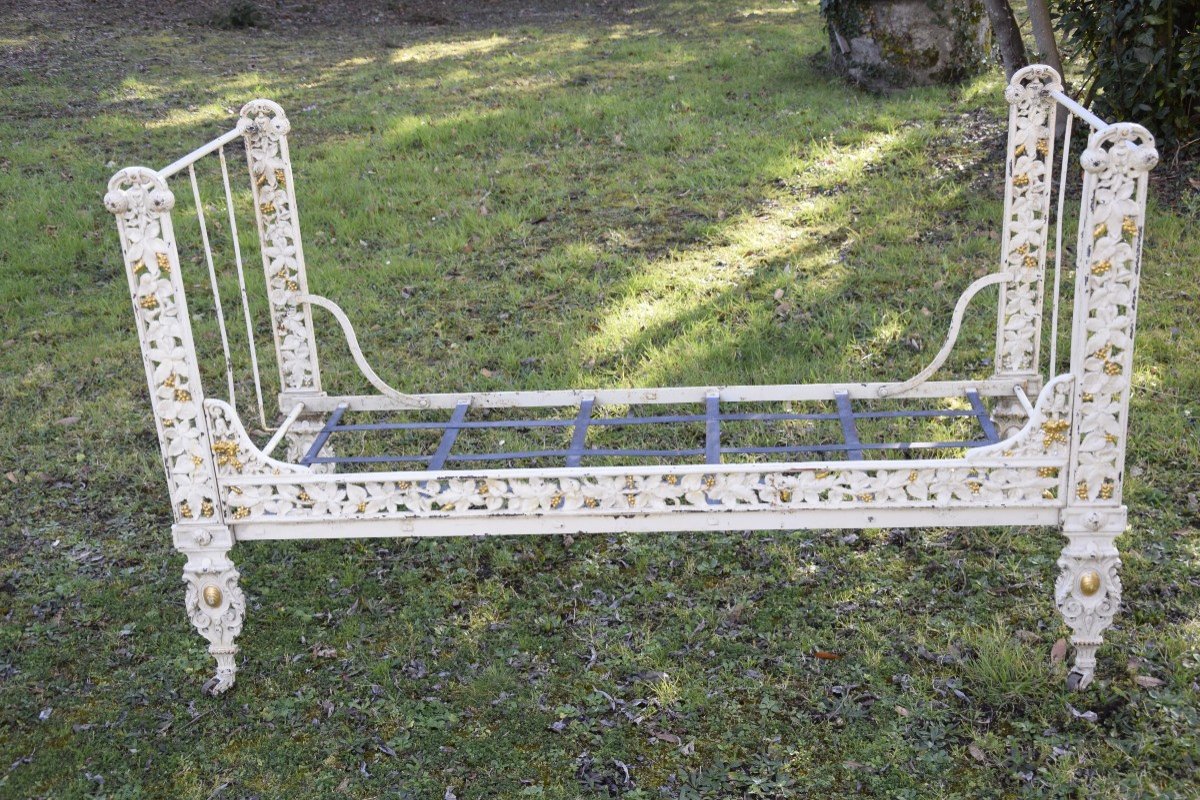 Child's Bed, Bench In Painted Cast Iron, Napoleon III