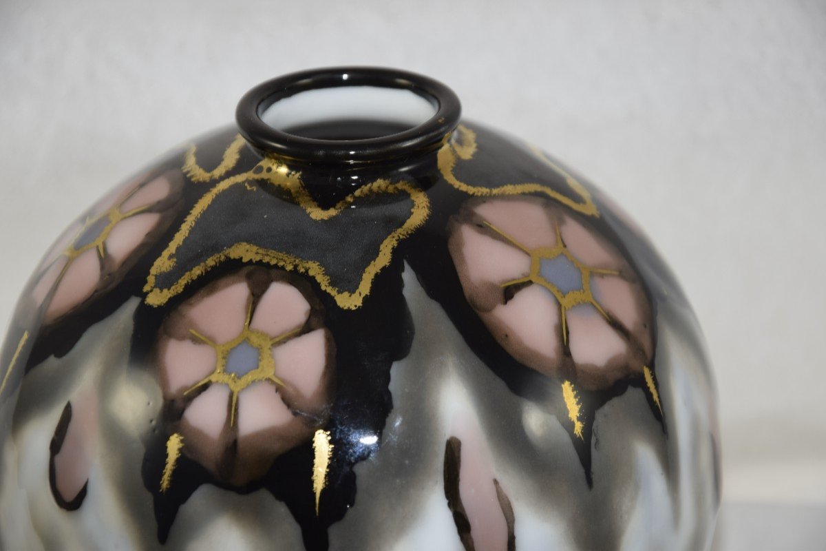 Camille Tharaud (1878-1956)  Vase boule en porcelaine émaillée, période 1928-1930 ,Limoges.-photo-3