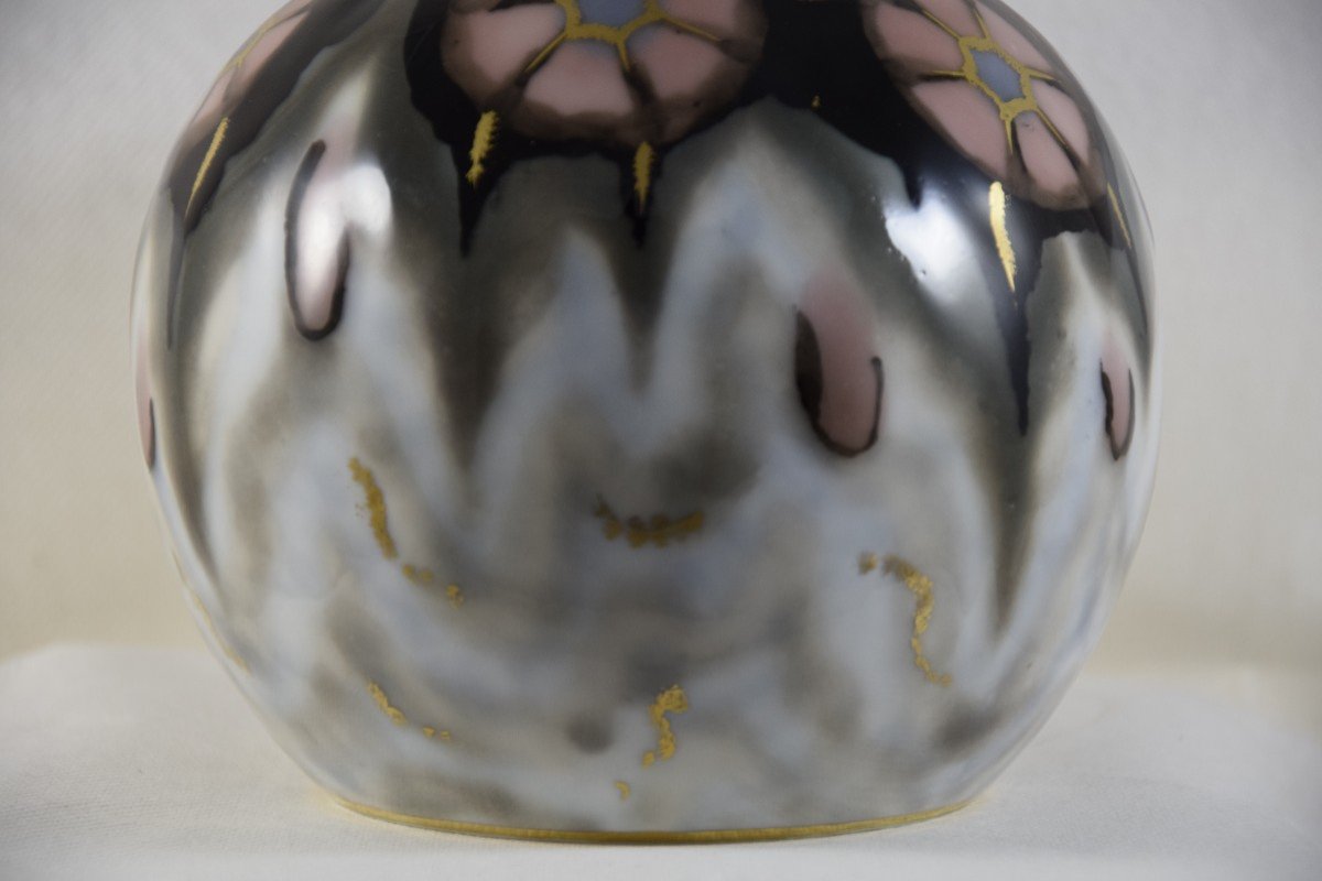 Camille Tharaud (1878-1956) Enameled Porcelain Ball Vase, Period 1928-1930, Limoges.-photo-5