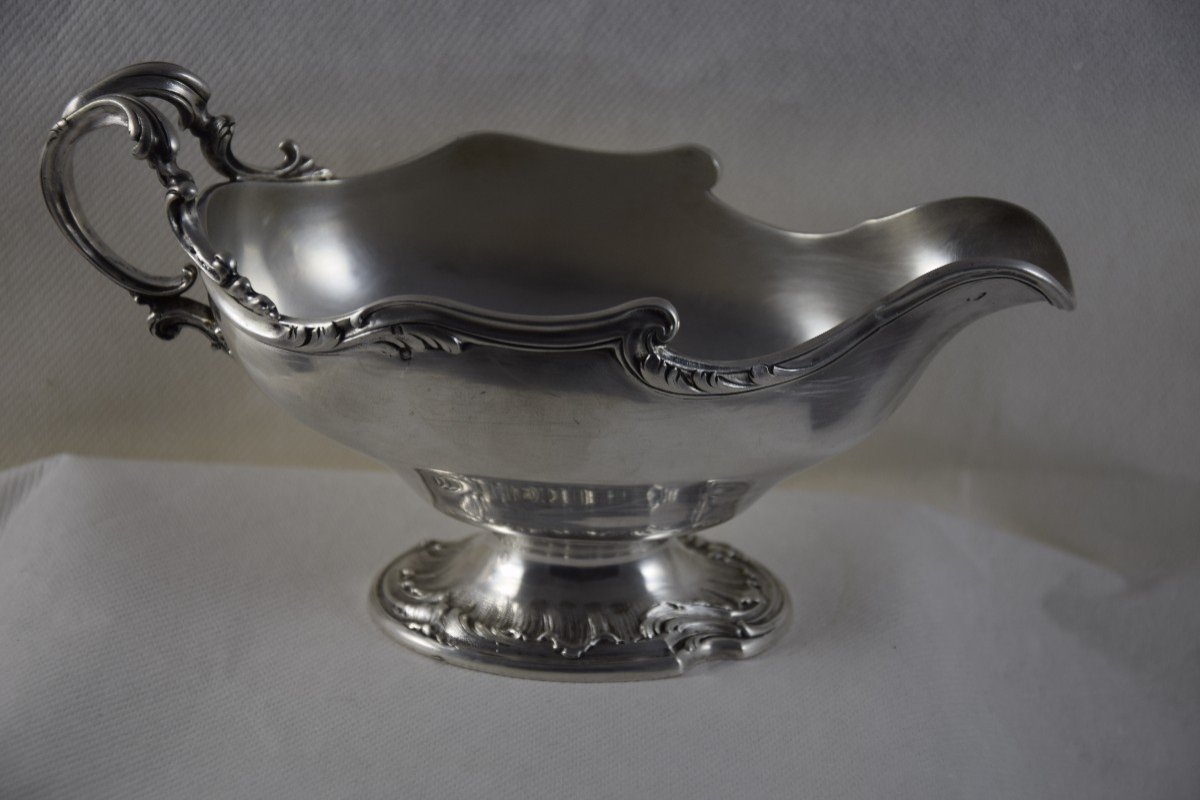 Saucière en argent massif , style Louis XV ,poinçon Minerve , fin XIXème 