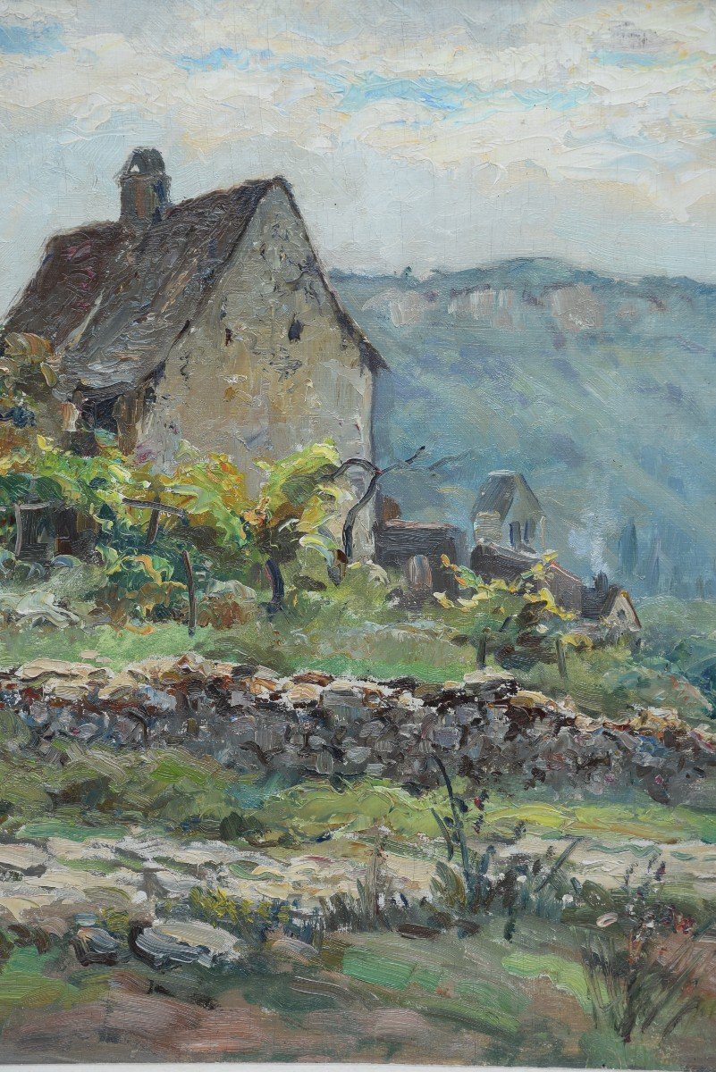 Marius Gueit (1877-1956) Landscape Of The Dordogne Valley, Oil On Panel-photo-1