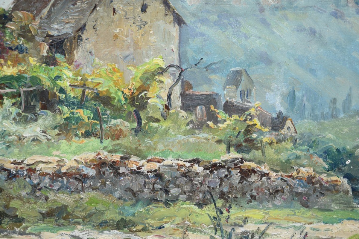 Marius Gueit (1877-1956) Landscape Of The Dordogne Valley, Oil On Panel-photo-5