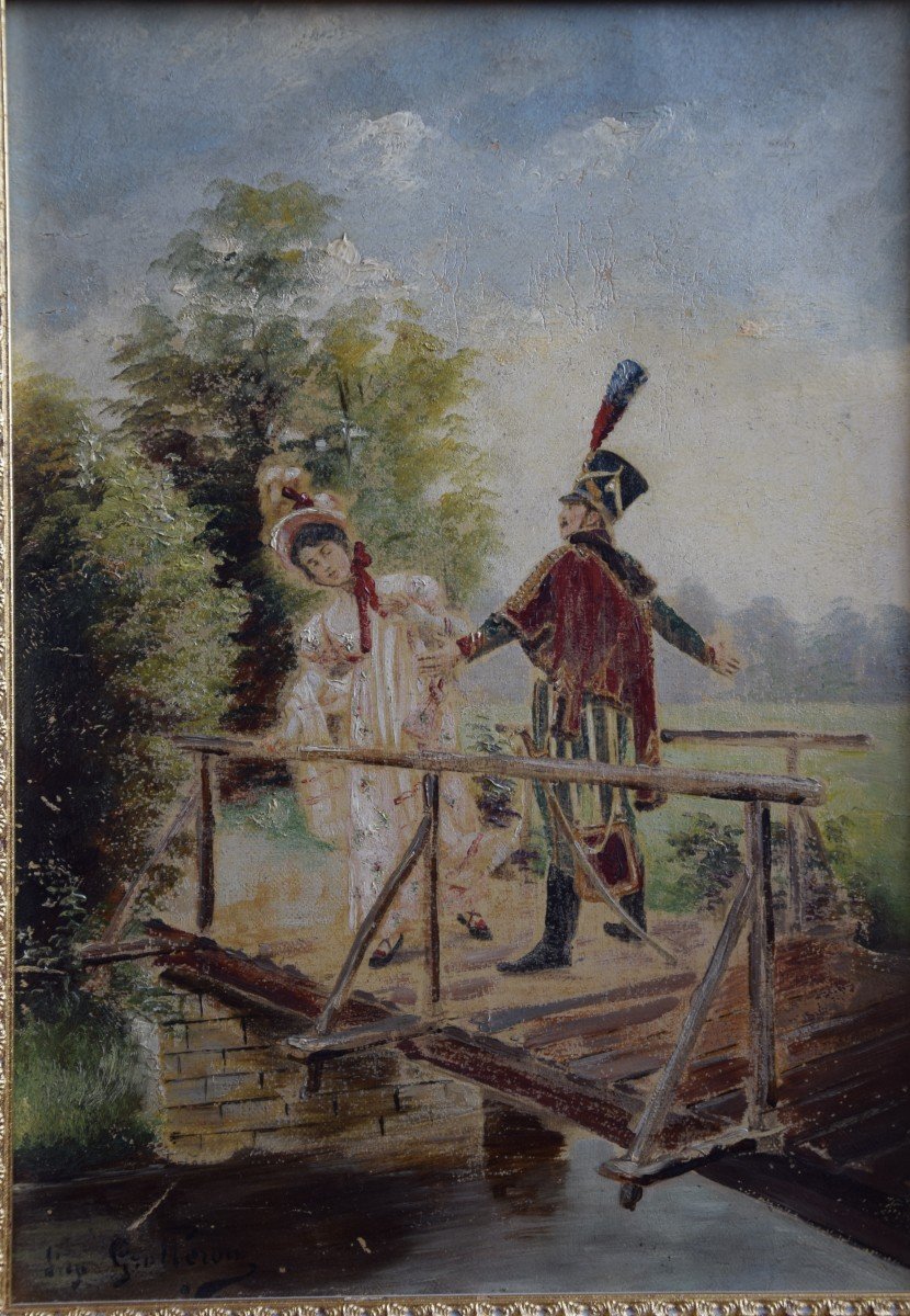 The Impromptu Meeting On The Bridge, After Paul Narcisse Grolleron (1848-1901) Hst-photo-2