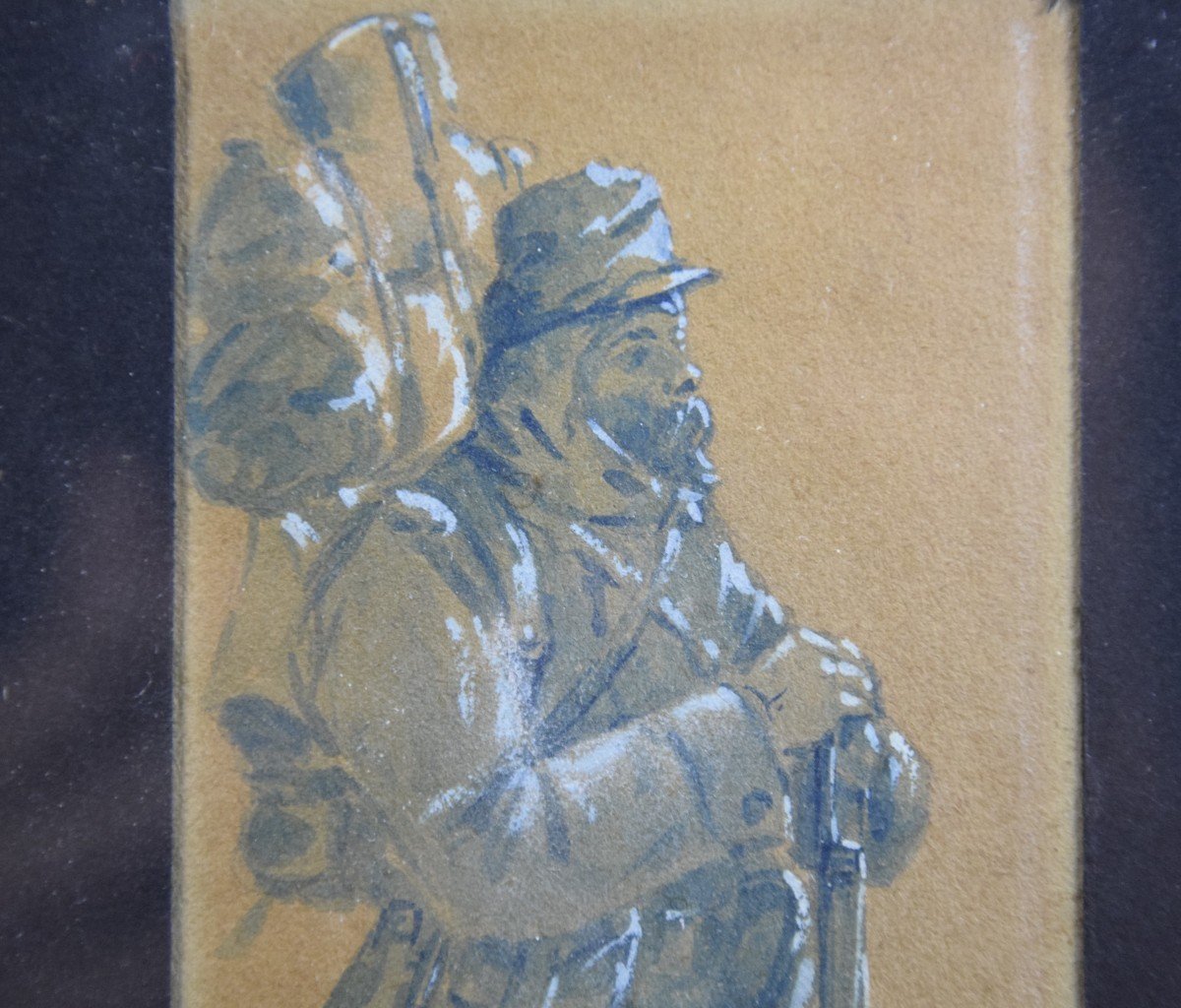 Camille Merlaud (1877-1957) Soldier And His Package, Flanders 1914-1915, Mixed Technique-photo-3