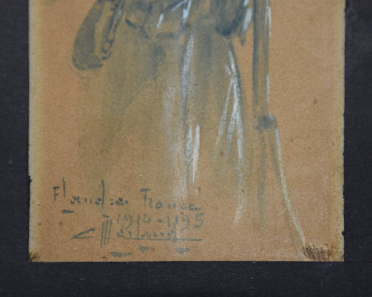 Camille Merlaud (1877-1957) Soldier And His Package, Flanders 1914-1915, Mixed Technique-photo-4