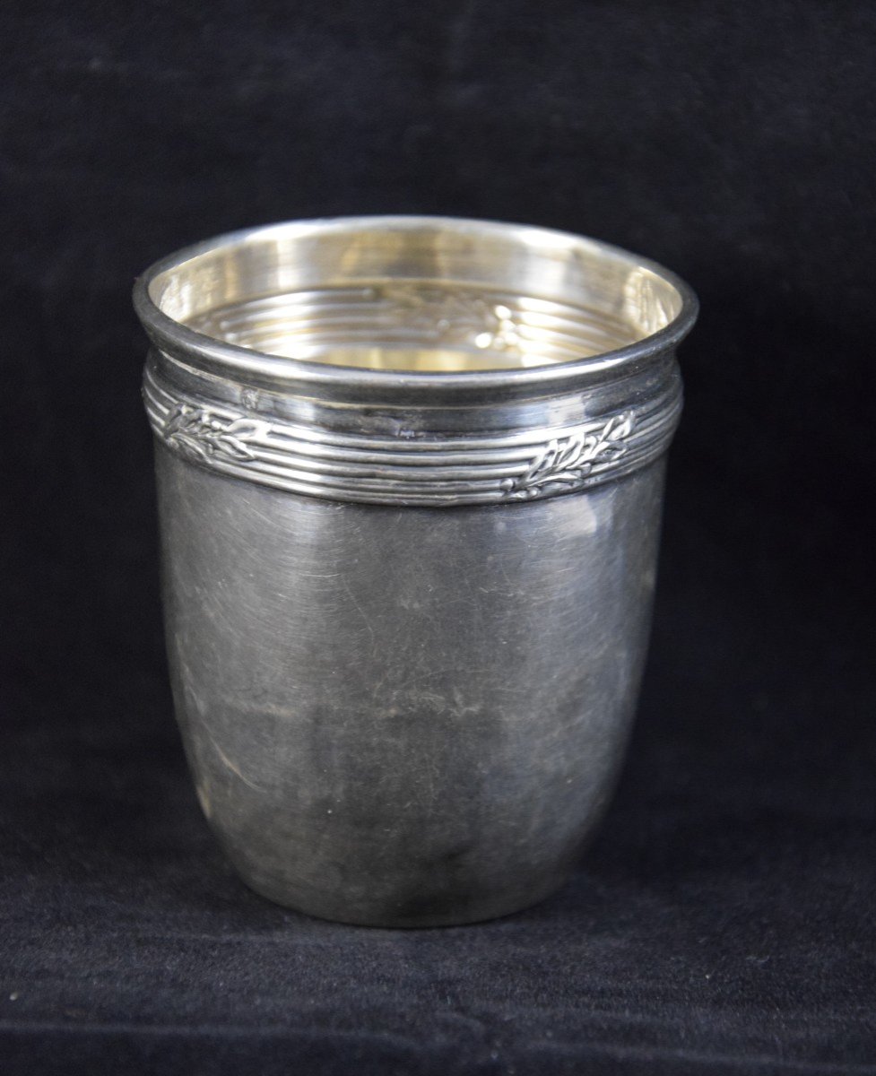 Curon Beaker In Solid Silver, Neck Brace Hallmark, Goldsmith Victor Boivin Fils, Late 19th Century