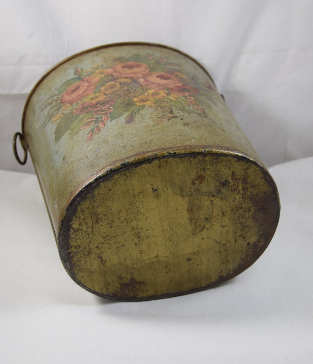 Painted Sheet Metal Wastepaper Basket, Napoleon III Period-photo-3