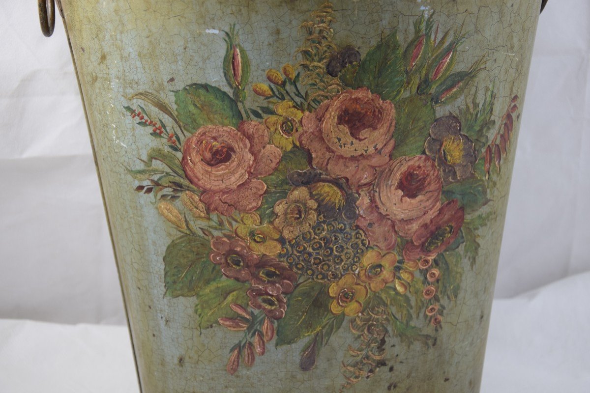 Painted Sheet Metal Wastepaper Basket, Napoleon III Period-photo-4