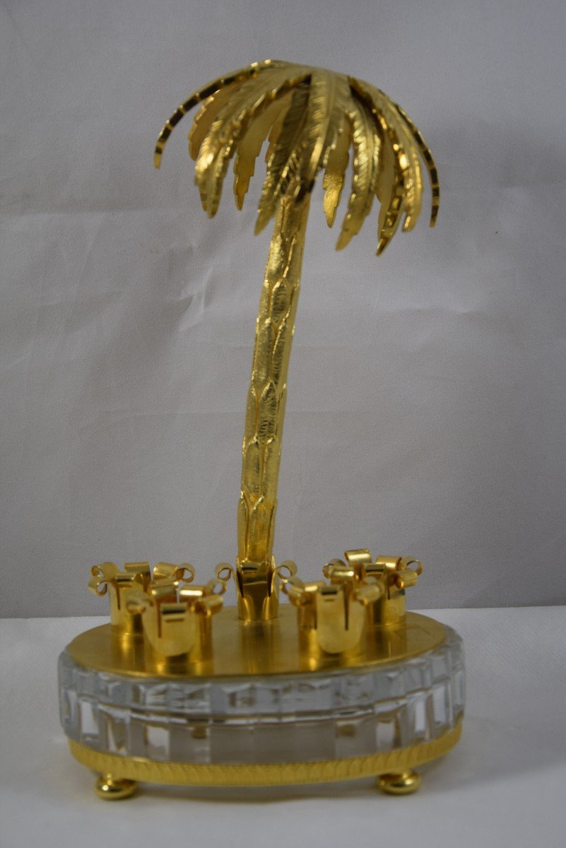 Perfume Box In Bronze And Glass, Palm Decor In The Taste Of Jansen -photo-3