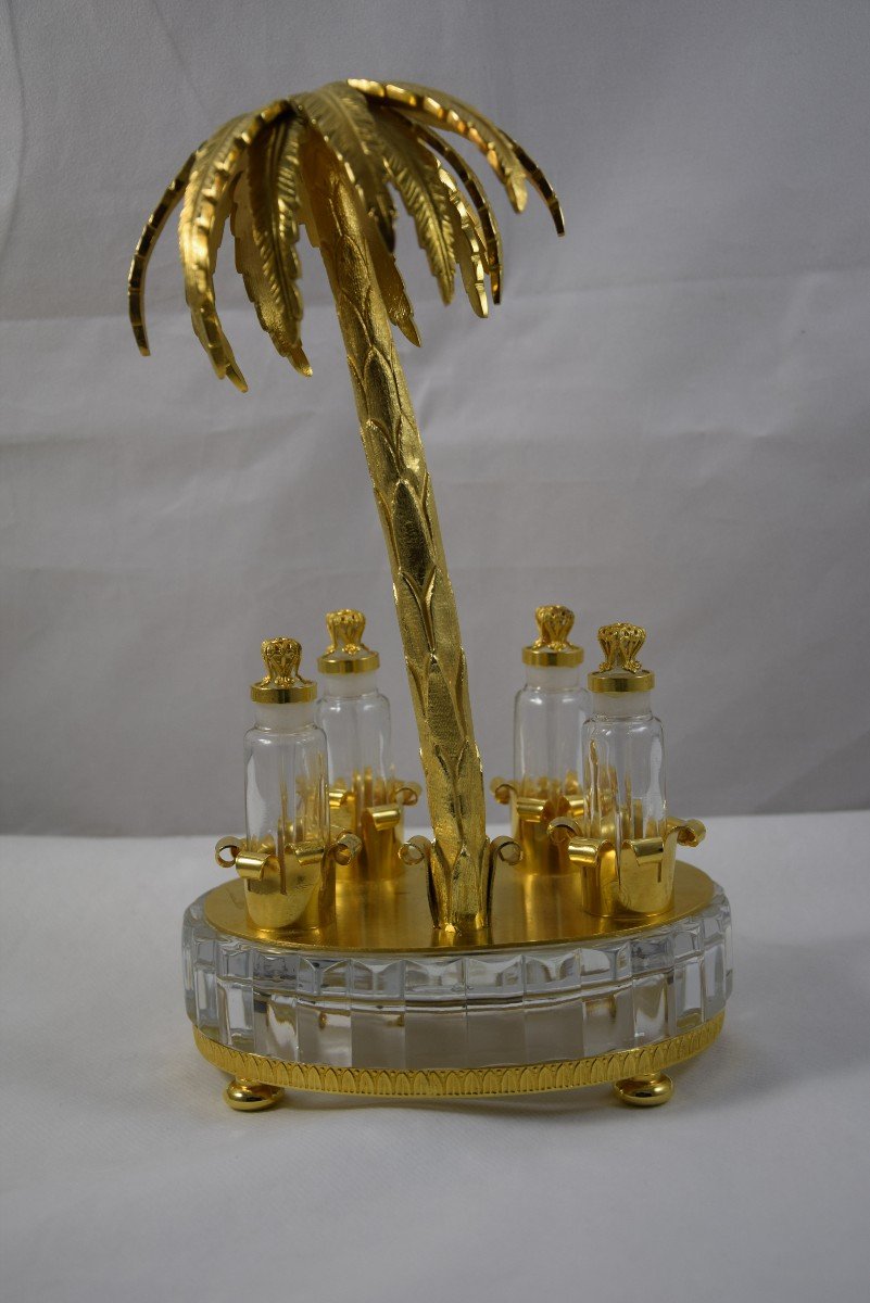 Perfume Box In Bronze And Glass, Palm Decor In The Taste Of Jansen 