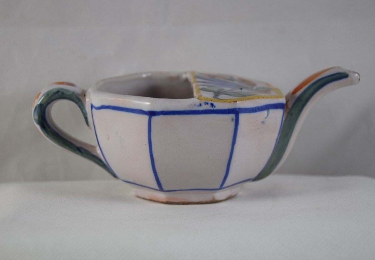 Sick Duck In Polychrome Earthenware, South-west, Martres-tolosane, Octagonal Shape-photo-2