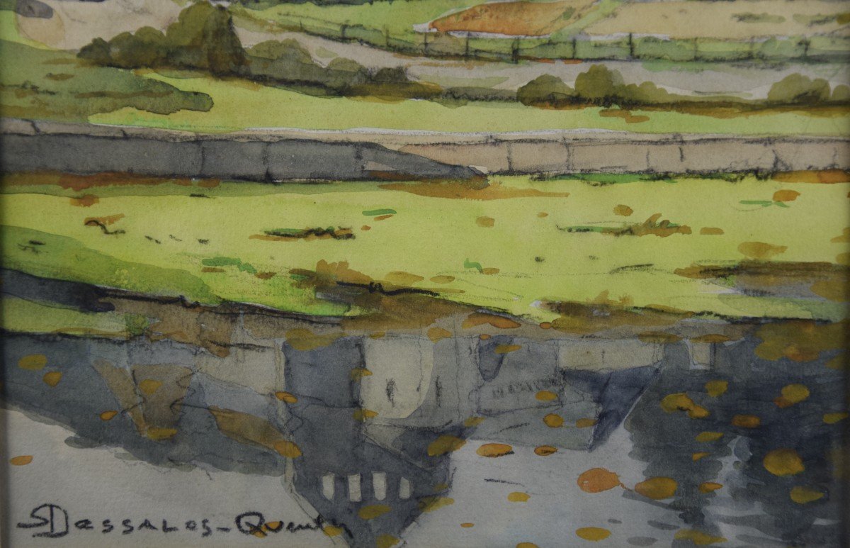 Robert Dessales-quentin (1885-1958) "le Vieux Ajat" In Périgord Noir, Watercolor-photo-5