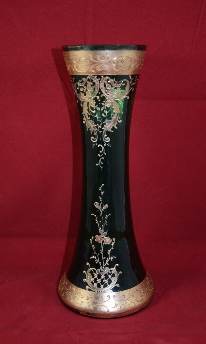 Legras/Montjoye -Saint Denis, vase conique émaillé et doré ., fin XIXème 