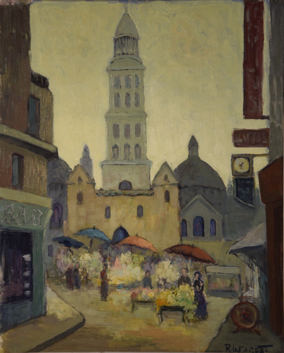 René Laforest ( 1893-1972)  Le marché de la place de la Clautre à Périgueux -photo-2