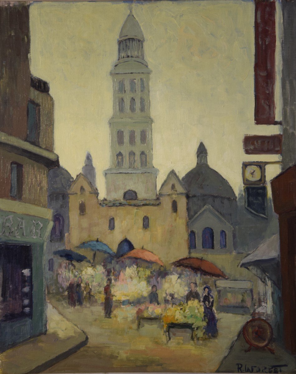 René Laforest ( 1893-1972)  Le marché de la place de la Clautre à Périgueux -photo-8