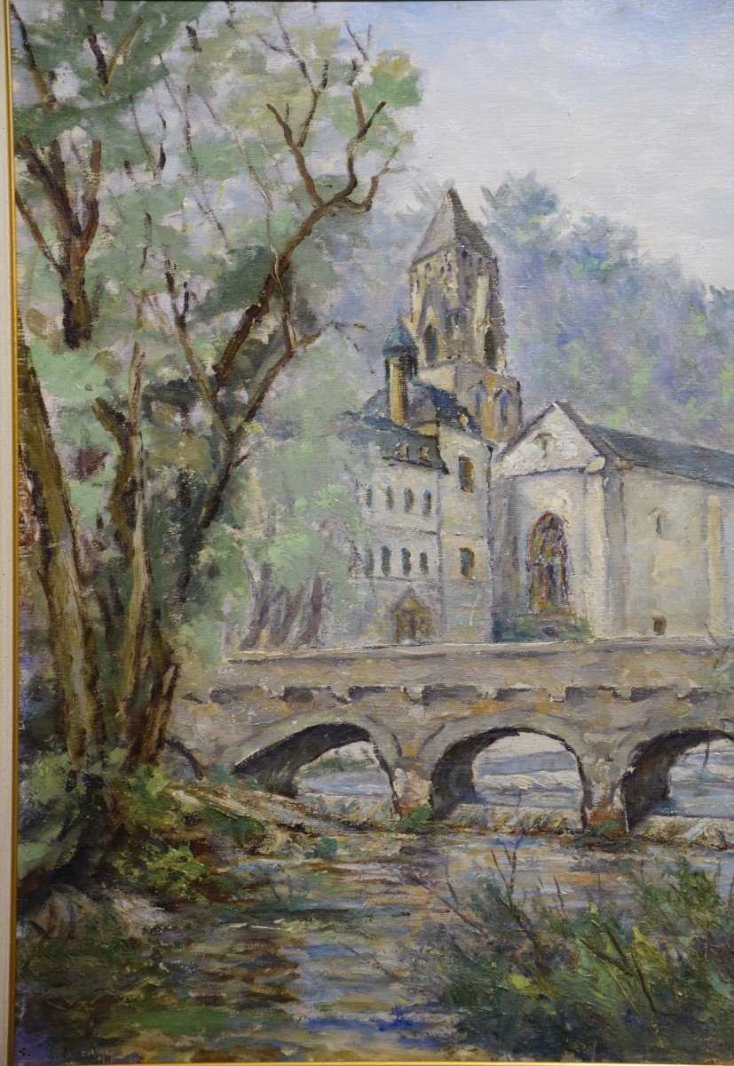 Roger Dubut (1890-1960) L'Abbaye de Brantôme  en Périgord , huile sur panneau , Ecole de Périgueux-photo-4