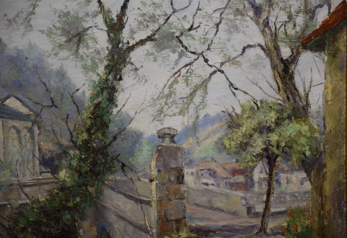 Roger Dubut (1890-1960) L'Abbaye de Brantôme  en Périgord , huile sur panneau , Ecole de Périgueux-photo-4