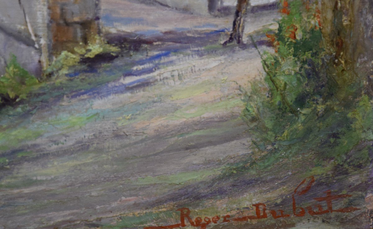 Roger Dubut (1890-1960) L'Abbaye de Brantôme  en Périgord , huile sur panneau , Ecole de Périgueux-photo-6