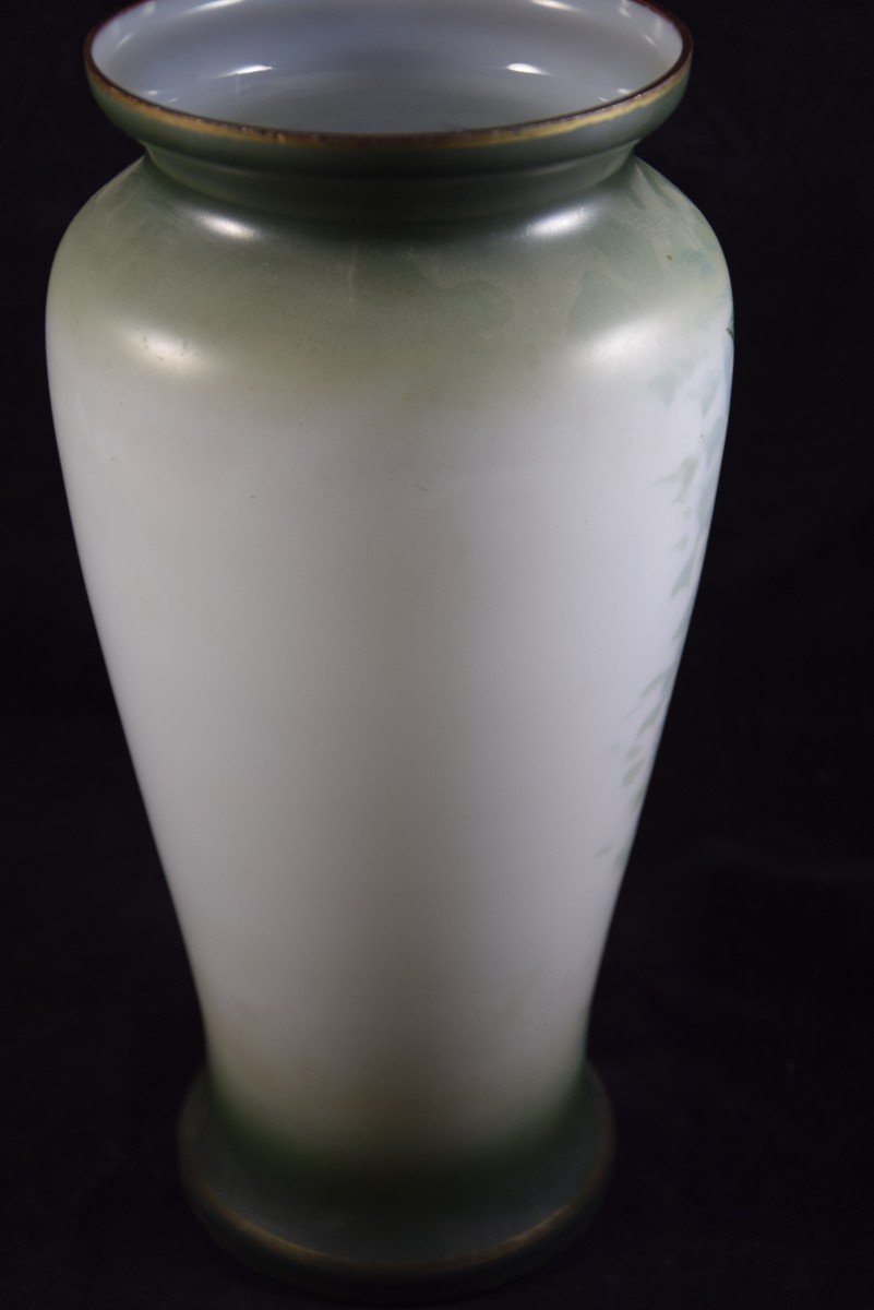 Paire de vases en opaline , décor floral peint à la main , Napoléon III-photo-6