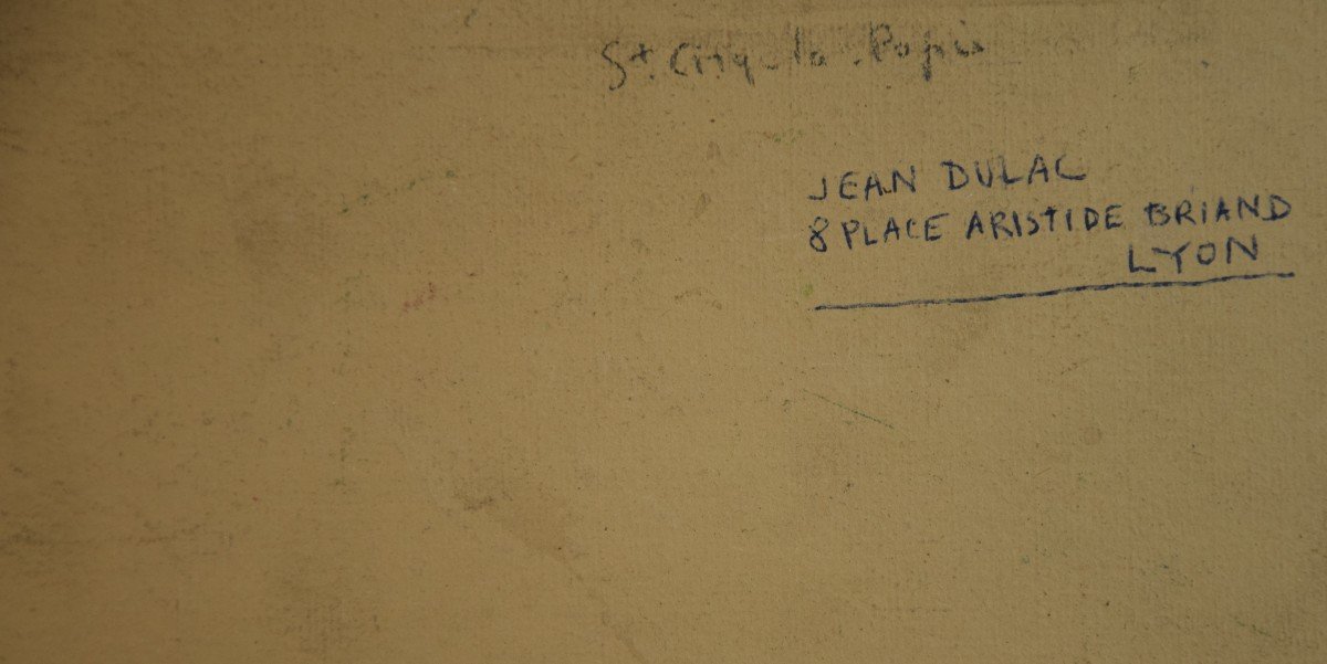 Jean Dulac ( 1902-1968) Ecole Lyonnaise," Saint Cirq  Lapopie " huile sur carton -photo-8