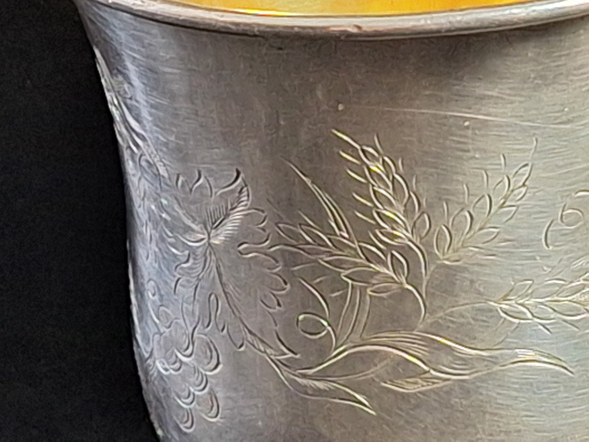 Solid Silver Cup, Vermeil Interior, Minerva Hallmark, Art Nouveau, Circa 1900-photo-5