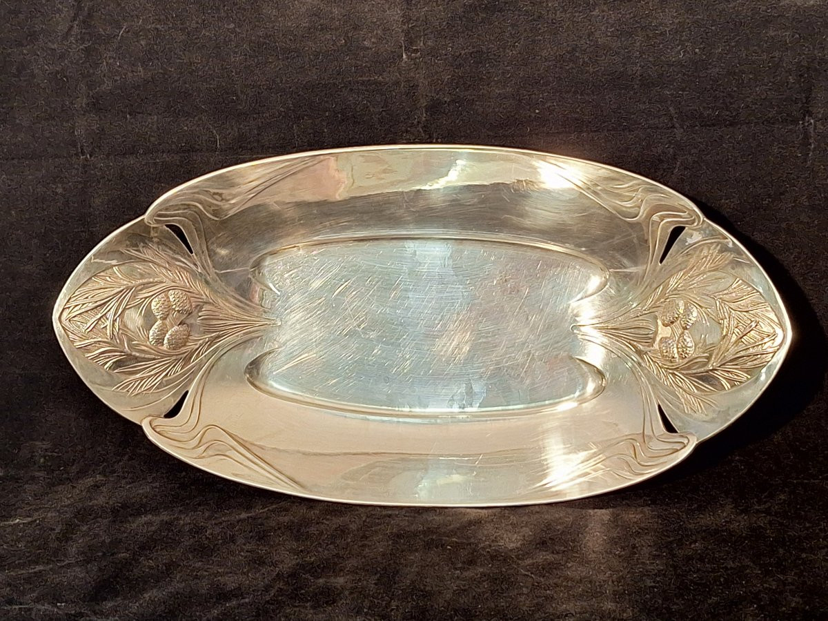 Art Nouveau Style Silver Plated Bread Basket, Gallia Christofle Goldsmiths -photo-4