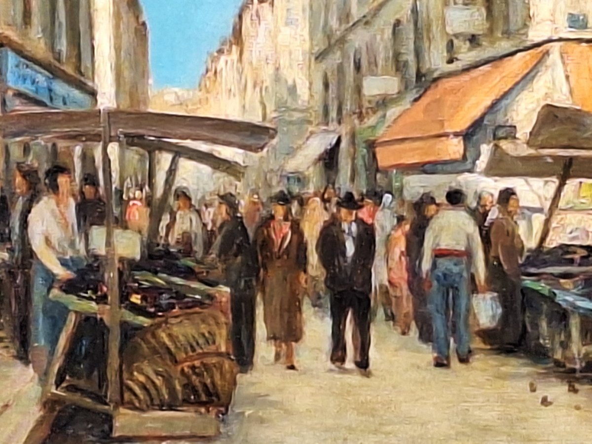 Michel Michaëli ( XXème) , "Jour de marché  en Provence ", huile sur toile -photo-2