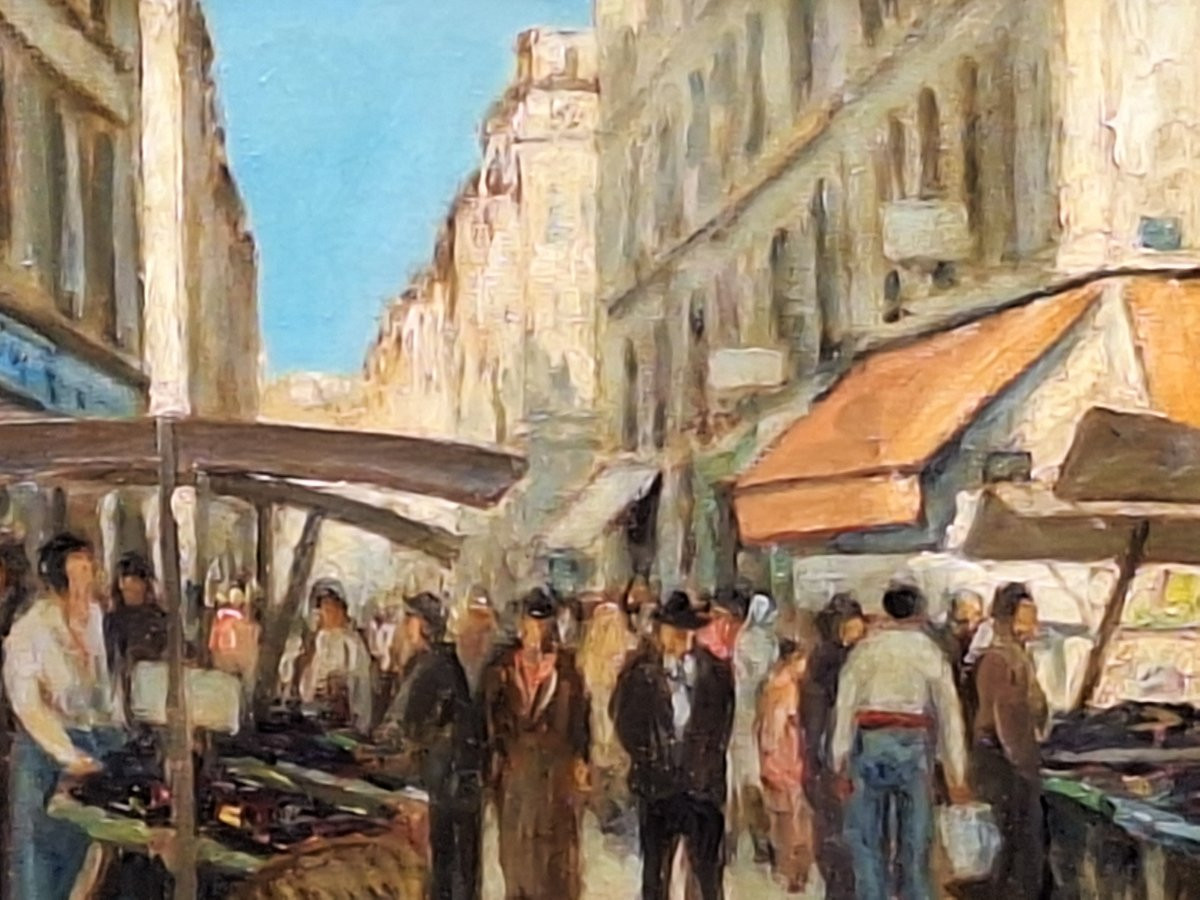 Michel Michaëli ( XXème) , "Jour de marché  en Provence ", huile sur toile -photo-4