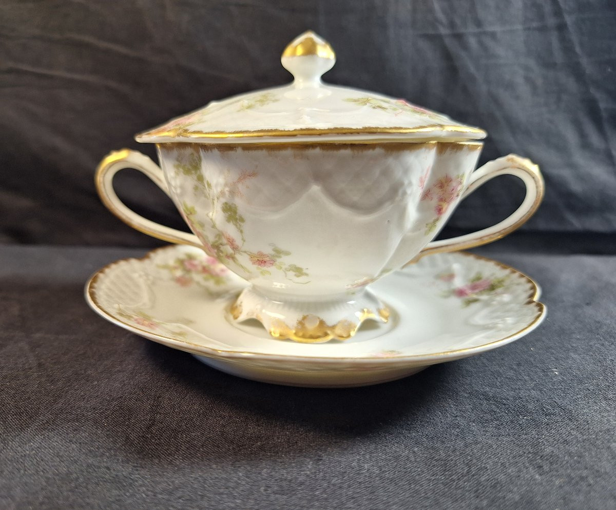 Ecuelle  à bouillon ,bol à bouillon ,en porcelaine de Limoges  , Haviland & Cie ,fin XIXème -photo-2