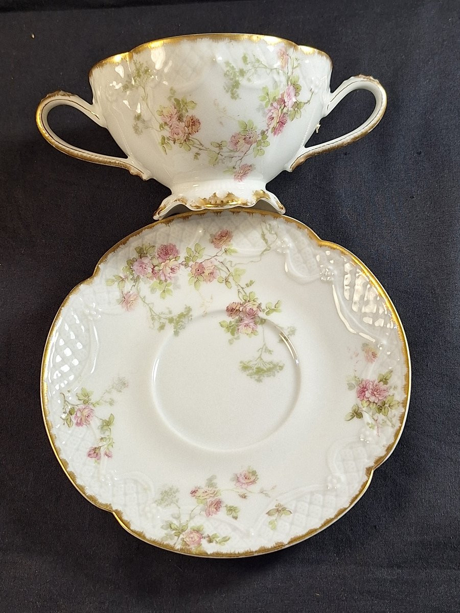 Ecuelle  à bouillon ,bol à bouillon ,en porcelaine de Limoges  , Haviland & Cie ,fin XIXème -photo-2