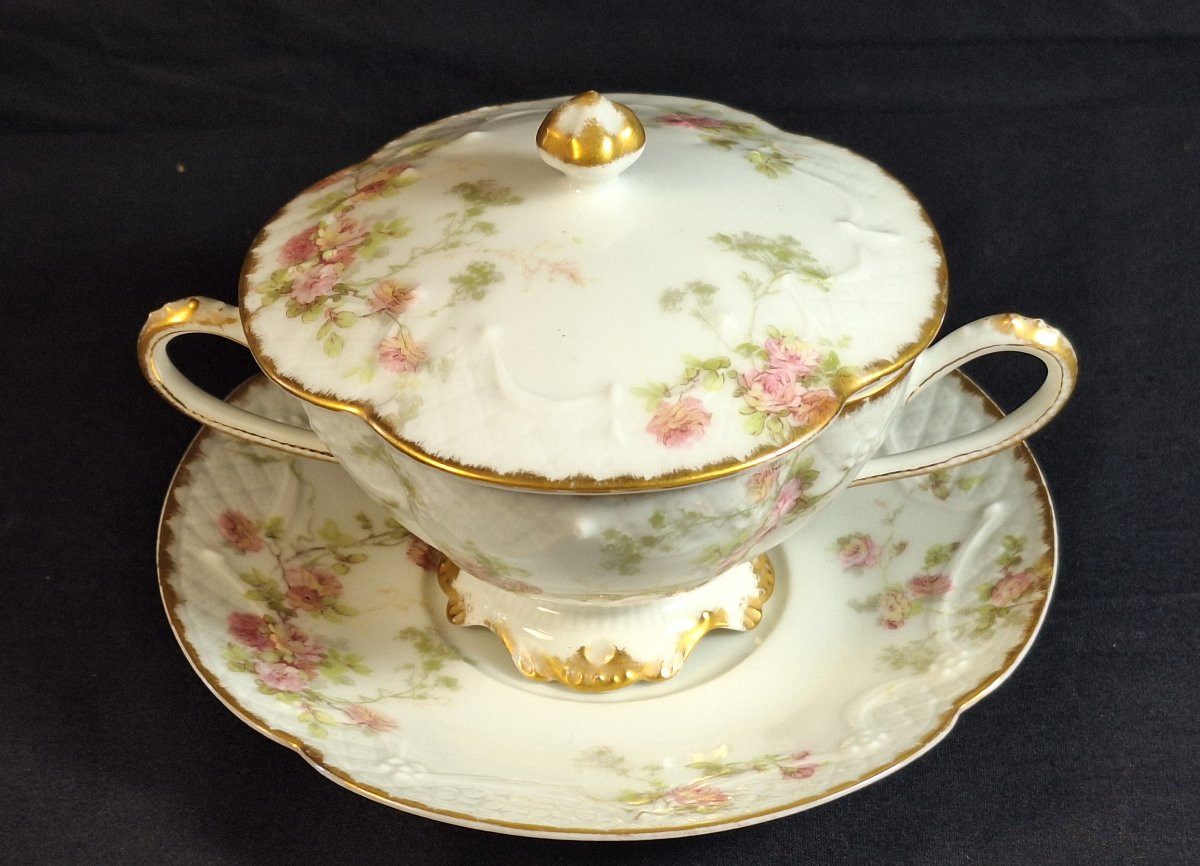 Ecuelle  à bouillon ,bol à bouillon ,en porcelaine de Limoges  , Haviland & Cie ,fin XIXème -photo-6