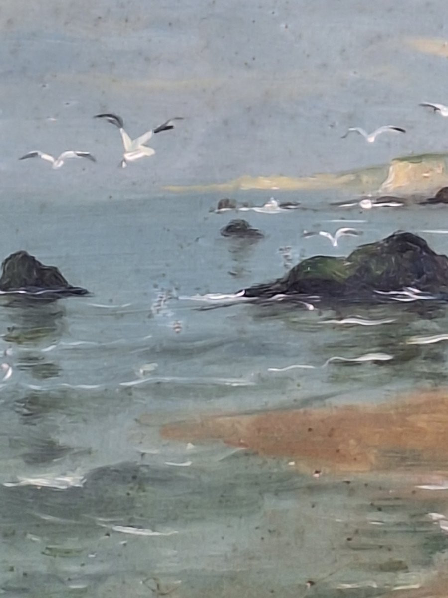 Georges Maroniez (Douai 1865-Paris 1933) "  La Côte d'Opale " Huile sur panneau bois , 1888.-photo-4