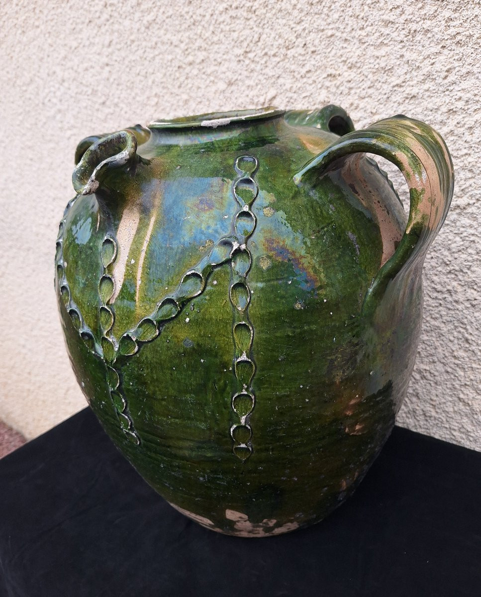  Grande cruche à huile en terre vernissée, Beauronne, Périgord, fin 18ème -début XIXème -photo-2