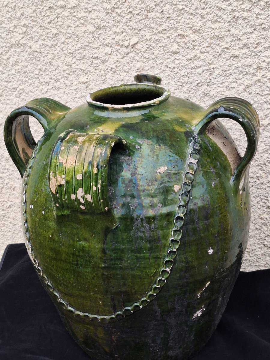  Grande cruche à huile en terre vernissée, Beauronne, Périgord, fin 18ème -début XIXème -photo-4
