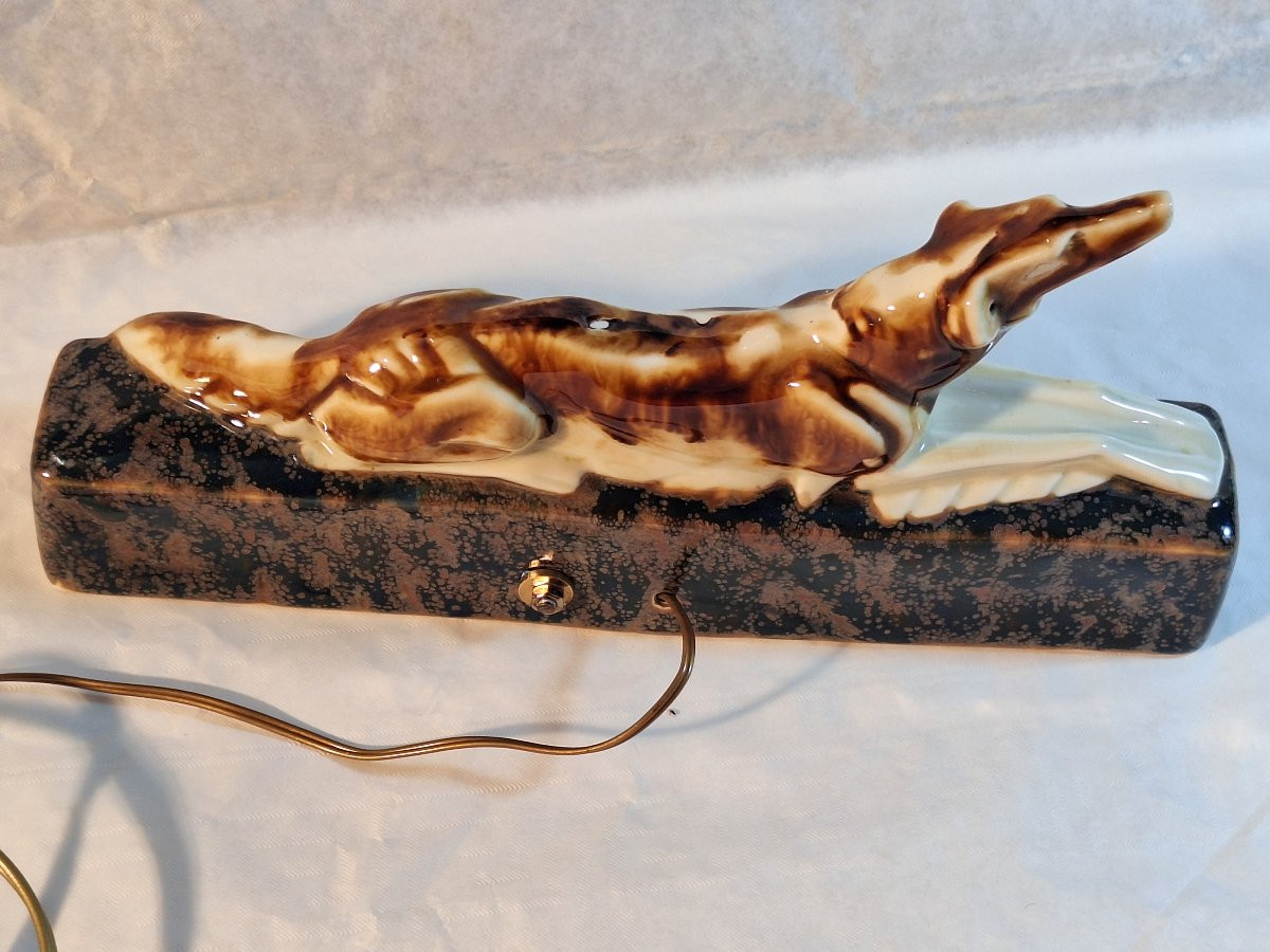 Camille Tharaud (1878-, "Levrier" , veilleuse en porcelaine polychrome, Limoges .-photo-4