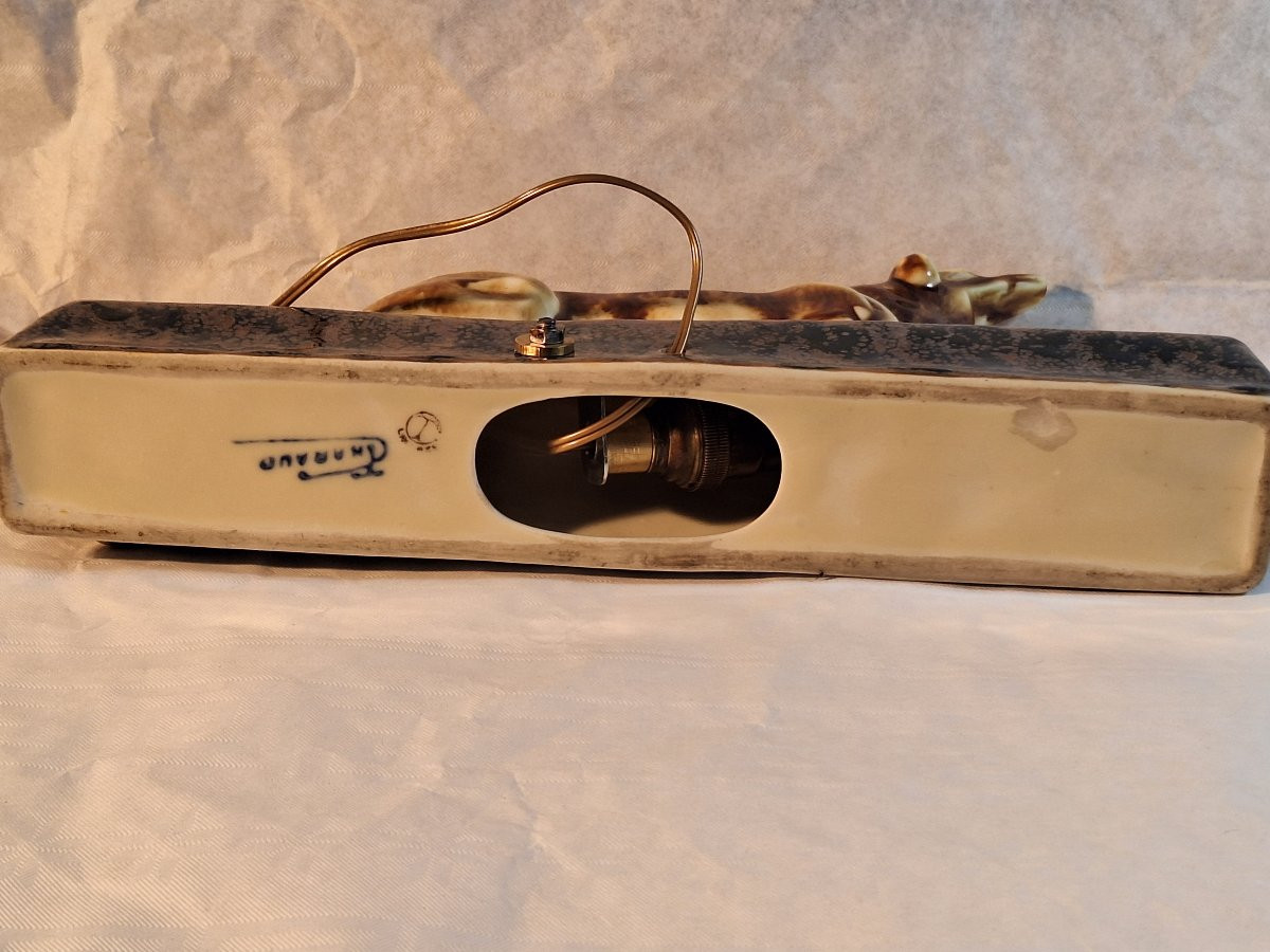 Camille Tharaud (1878-, "Levrier" , veilleuse en porcelaine polychrome, Limoges .-photo-7