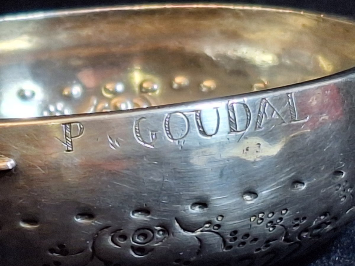 Taste Wine In Silver, Hallmark Vieillard, Engraved 'p.. Goudal', Silversmith Antoine Gamet Ii, -photo-4